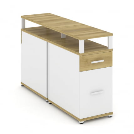 Тумба двухсторонняя опорная приставная с ящиком, распашным фасадом и надставкой CONCEPT CN.DTGO-006 B/W Дуб Винченцо Белый бриллиант Белый_0