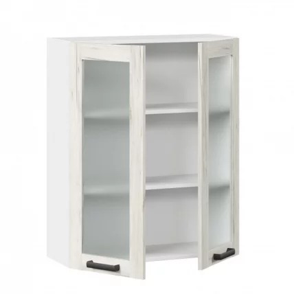 Шкаф кухонный 800 высокий со стеклом Винченца ЛД 234.460.000.040 Белый Дуб Крафт белый_1