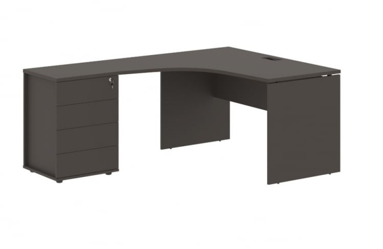 Стол эргономичный с тумбой левый EDIS EDCET 1518 L Мокко Черный_0