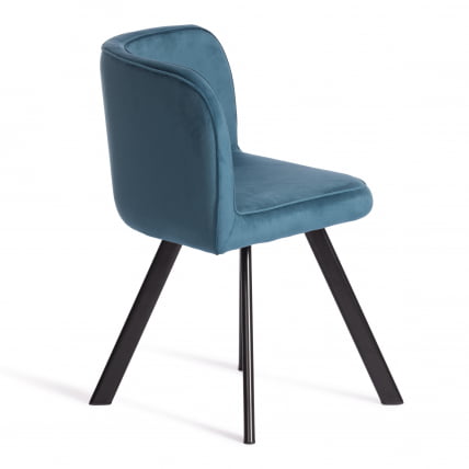 Комплект (стол, 4 стула) QUADRON (mod. PT14) Стол: МДФ/металл, стул: металл/велюр, 100х100х73 см, 69х56х71 см, Blue (синий) HLR62/черный_2
