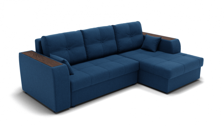 Диван Сенатор-3 ППУ угол левый/правый (ЗР) Цвет фасада: Синий; Тип: Левый/правый; Материал фасада: Металл/Велюр_0