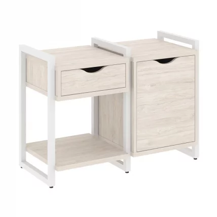 Тумба на регулируемых опорах наборная. Вариант №3 LOFT VR.L-TN-3.O Металл белый Денвер светлый_0