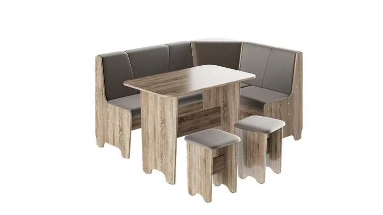 Кухонный уголок Техас Исп.1 Дуб Сонома трюфель/Экокожа коричневая_0