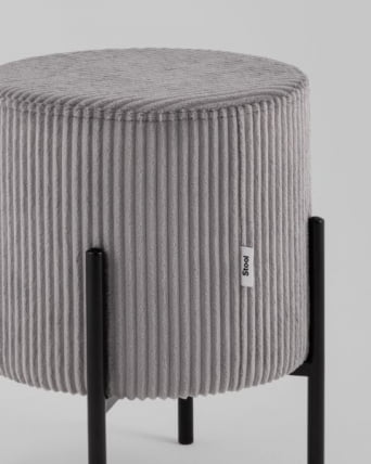 Пуф Кейси велюр рельефный светло-серый_3