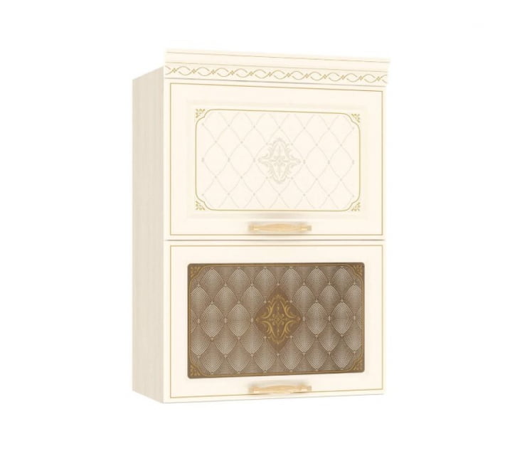 Шкаф-витрина кухонный (с системой плавного закрывания) Милана 23.08.1 Сосна Астрид/Ваниль_0