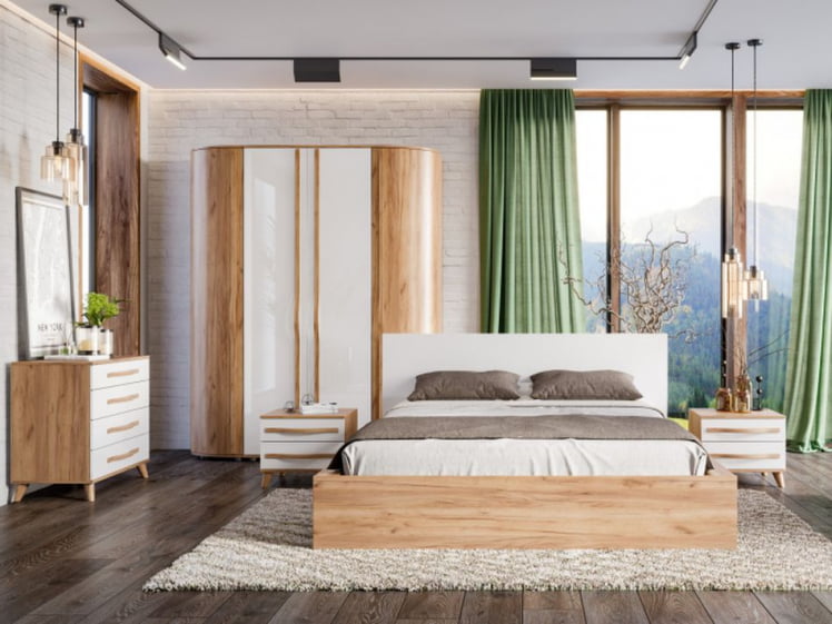 Шкаф двухстворчатый зеркальный Марта-2 ЛД 406.040.000 Дуб золотой Белый_1