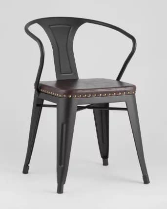 Стул TOLIX ARMS SOFT с подлокотниками Черный матовый_1