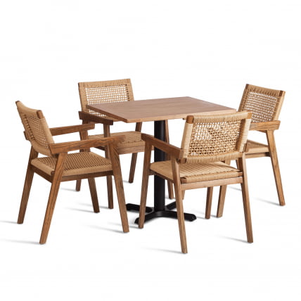 Стол VALHALLA дерево вяз/железная опора, 80х65х76 см, груша №3/черная опора_3