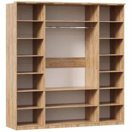 Шкаф четырехстворчатый с декоративными накладками Фиджи 007 Дуб Золотой Белый_1