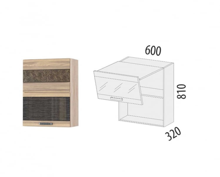 Шкаф-витрина кухонный (с системой плавного закрывания) Бруклин 101.80.1 Дуб Кронберг/Лагода/Антрацит_5