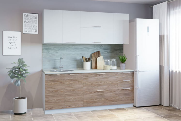 Гарнитур кухонный 2000 (врезная мойка) белый грунт/ель карпатская_0