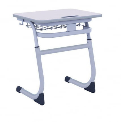 Парта одноместная регулируемая по высоте СМАРТЙ 600х500 с углом наклона столешницы и антивандальной полиуретановой кромкой (рост 3-5) Серый/Серый / SMARTY_0