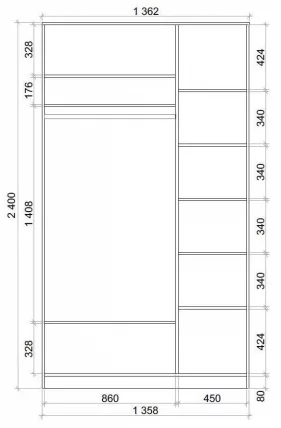 Шкаф-купе Хит-24-14-77 Орхидея Ясень шимо темный_2