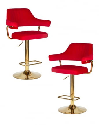 Стул барный DOBRIN CHARLY GOLD (красный велюр (MJ9-45)) 2 шт_0