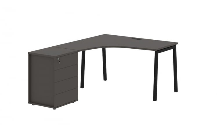 Стол эргономичный с тумбой (левый) EDIS ELCET 1318 L Мокко Черный_0