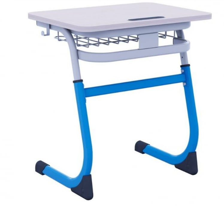 Парта одноместная регулируемая по высоте СМАРТЙ 600х500 с углом наклона столешницы (рост 5-7) Синий/Серый / SMARTY_0