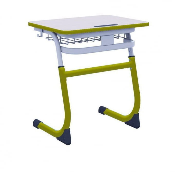 Парта одноместная регулируемая по высоте СМАРТЙ 600х500 с углом наклона столешницы и антивандальной полиуретановой кромкой (рост 3-5) Оливковый/Серый / SMARTY_0