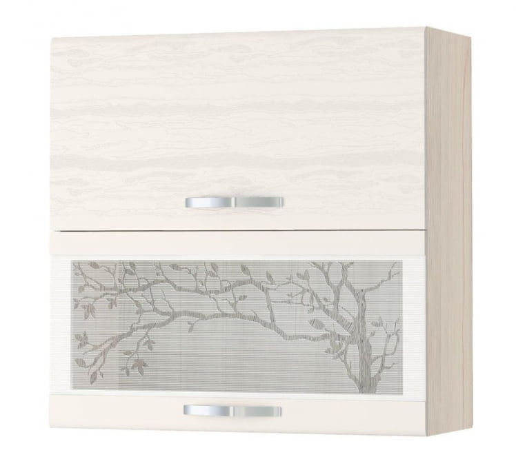 Шкаф-витрина кухонный (с системой плавного закрывания) Графит 74.09.2 Сосна Астрид /Ваниль_0