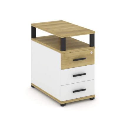 Тумба приставная с 3-мя ящиками и надставкой CONCEPT CN.TGP-001 B/W Дуб Винченцо Белый бриллиант Черный_0