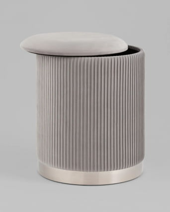 Пуф Шарлотта с ящиком велюр серебристый серебро основание_4