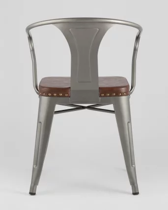 Стул TOLIX ARMS SOFT с подлокотниками Серебристый_5