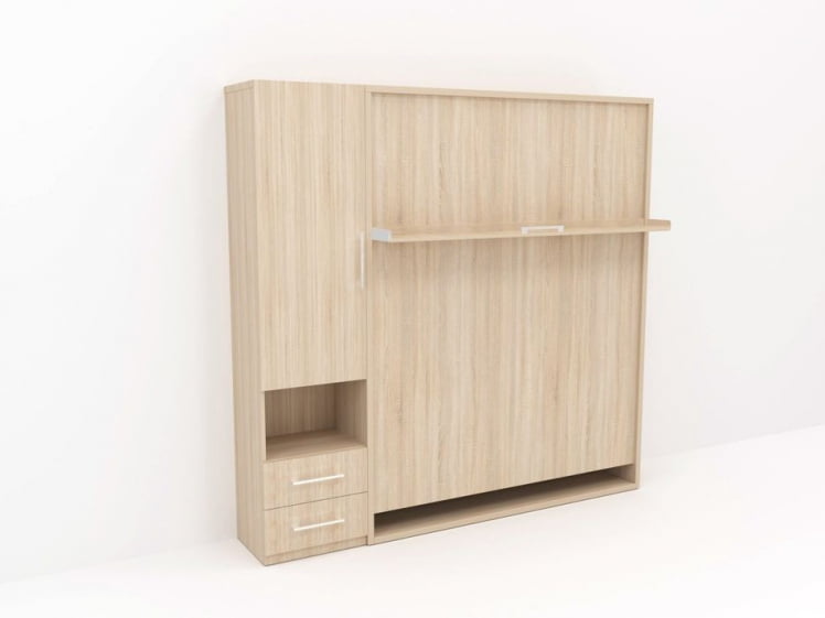 Кровать-трансформер Смарт 1 со шкафом 1400 левый Белая шагрень_0