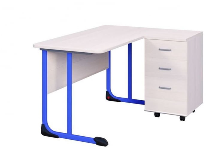 Стол учителя с тумбой 1350х650 Синий/Серый_0