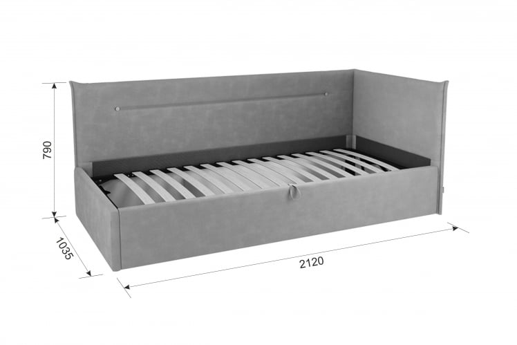 Кровать  0.9 Альба (Тахта) КМ.T-16 сосна (велюр)_5