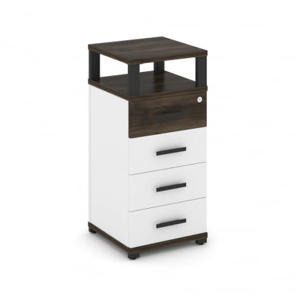 Тумба приставная с 4-мя ящиками и надставкой CONCEPT CN.TUO-003 B/W Дуб Мали Белый бриллиант Черный_0