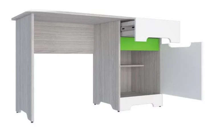 Стол Палермо-3 Юниор Белый глянец Ясень шимо светлый Зеленый_2