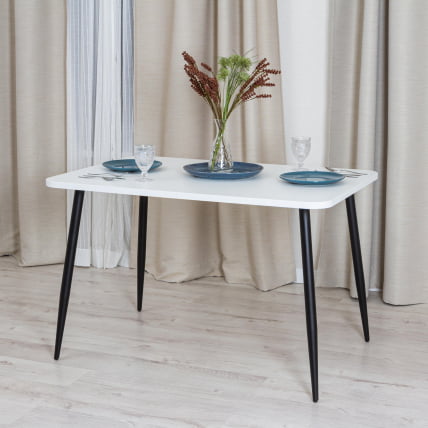 Стол PLUTO ЛДСП/металл, 120x80x77 см, Белый/Черный_5