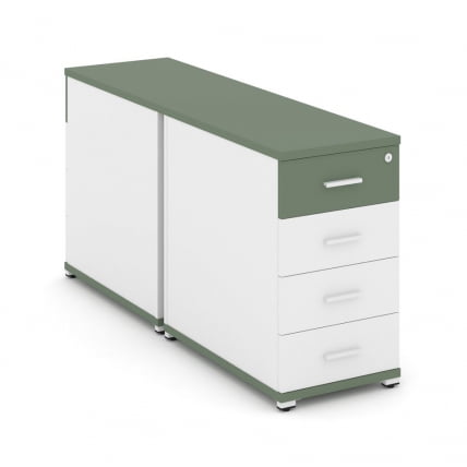 Тумба двухсторонняя опорная приставная с 4-мя ящиками CONCEPT CN.DTGO-002 B/W Кобо Белый бриллиант Белый_0