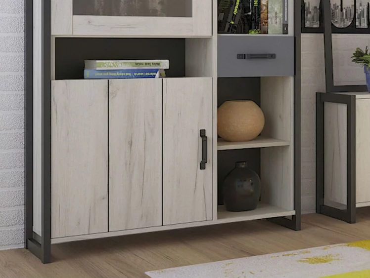 Гостиная Техно №1 Дуб Крафт белый/Серый шифер_5