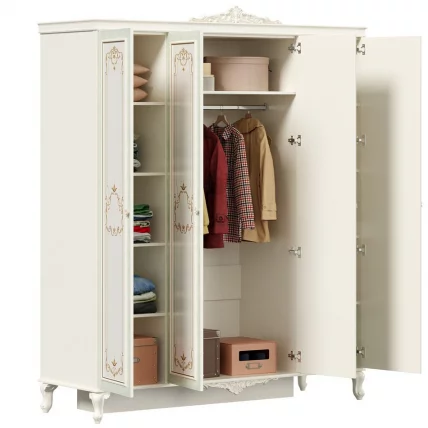 Шкаф четырехстворчатый с 2 зеркалами Луиза ЛД 665.111.000 Алебастр_2