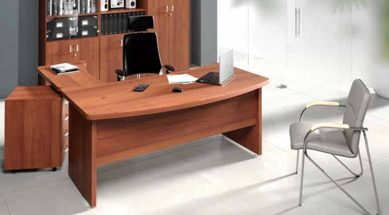 Стол руководителя с тумбой Танго СТ9-R16L + ТВ9-04R Орех_1