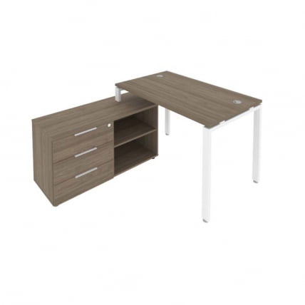 Рабочая станция на П-образном м/к с опорной тумбой левая Metal System Б.РС-СТС-2.2 Л Вяз/Белый_0