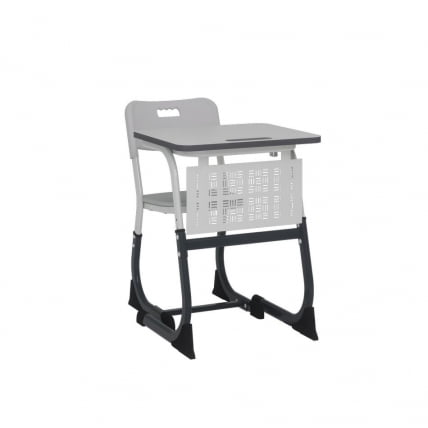Парта одноместная регулируемая по высоте СМАРТЙ ПЛУС 600х500 с сеткой (рост 3-5) Антрацит/Белый/Серый Кромка Антрацит / SMARTY PLUS_1