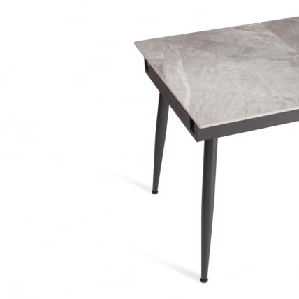 Стол обеденный Balmoral / Балморал столешница керамика (глянцевая) / опоры металл, серый/черный, (120+40)х80х75 см_2
