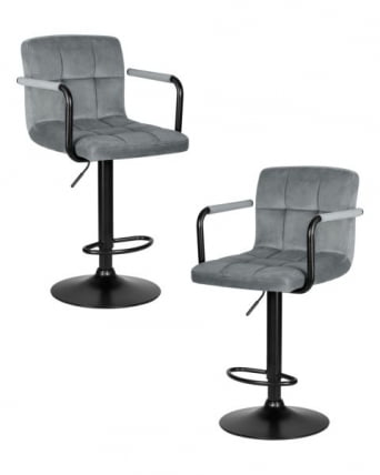 Стул барный DOBRIN KRUGER ARM BLACK (серый велюр (MJ9-75)) 2 шт_0