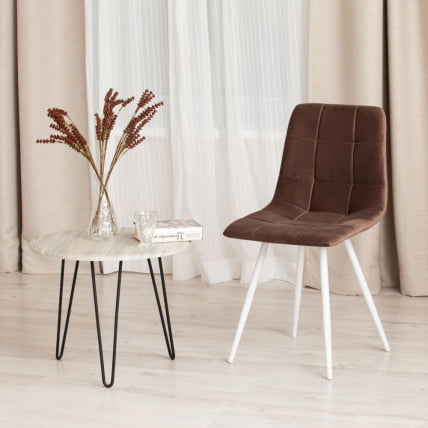 Стул CHILLY (mod. 7095-1) / 1 шт. в упаковке ткань/металл, 45x53х88 см, высота до сиденья 50 см, коричневый barkhat 12/белый_8