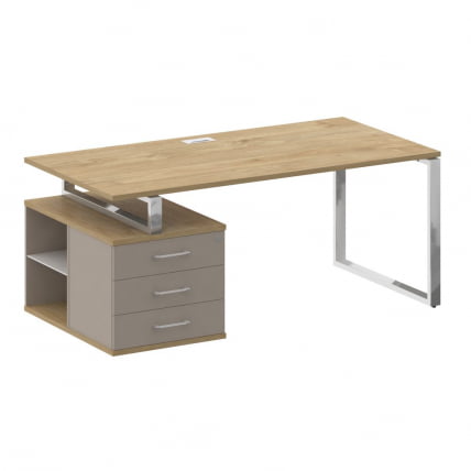 Стол руководителя с опорной тумбой , левый SHIFT SK.SRT-180 (L) Тиквуд Светлый/Капучино_0