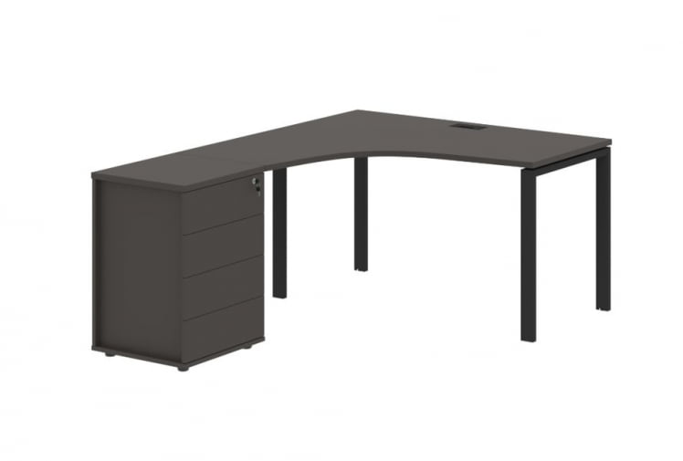 Стол эргономичный с тумбой левый EDIS EUCET 1318 L Мокко Черный_0