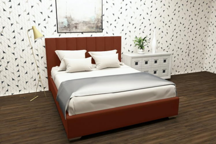 Мягкая интерьерная кровать Терра без основания Материал фасада: Металл/Велюр; Спальное место: 1200х2000 мм; Цвет: Оранжевый_0