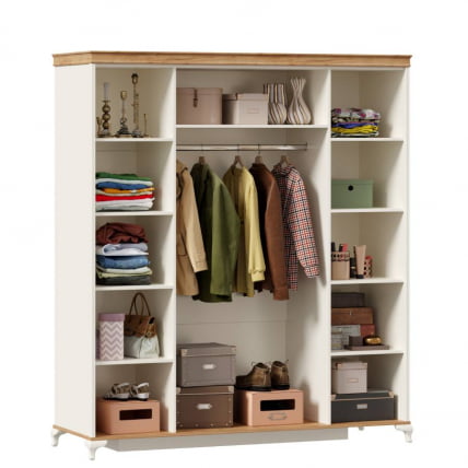 Шкаф четырехстворчатый с 2 зеркалами Вилладжио Алебастр/Дуб золотой_2