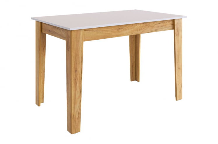 Стол обеденный раздвижной Цезарь белое дерево/дуб крафт золотой_0