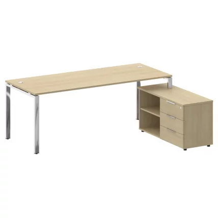 Стол рабочий руководителя с опорной тумбой левый METAL SYSTEM DIRECT БГ.СРТ-6.8 Пр Акация Лорка_0