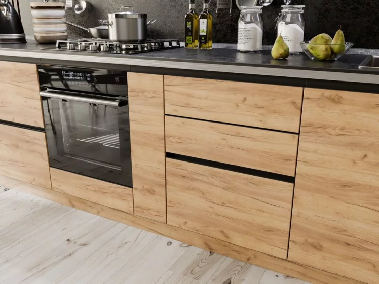 Тумба кухонная 600 для встраиваемой техники Шервуд ЛД 281.250.000.010 Черная Дуб золотой_4