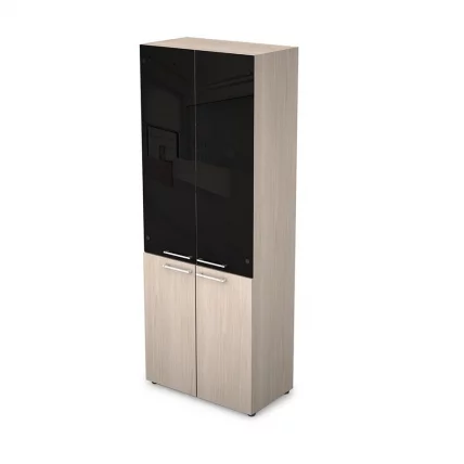 Шкаф стеллаж высокий со стеклом TAIM-MAX 4Ш.005.4 Шамони светлый_0