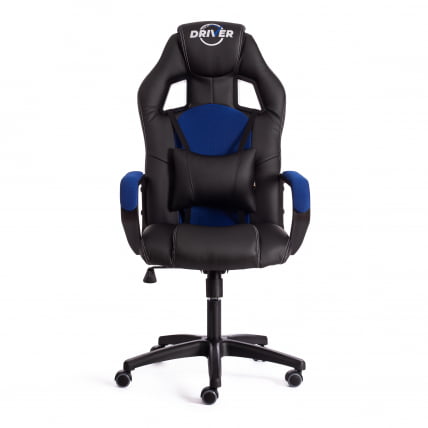 Кресло DRIVER (22) кож/зам/ткань, черный/синий, 36-6/TW-10_4