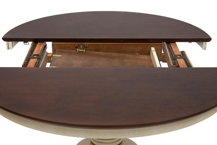 Стол обеденный раскладной Cairo / Каир (CT4260) дерево гевея, 100(133)х100х75см, Античный белый/Темный Дуб_3